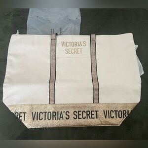 Victoria's Secret Gold and Cream Tote Bag